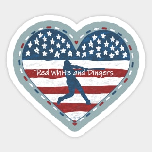 Primitive Baseball Mom Red White and Dingers Country Heart Sticker